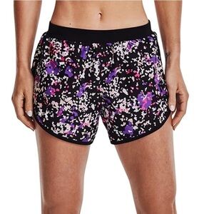 NEW Under Armour Fly 2.0 Black Print Running Shorts Electro Pink Purple Small S